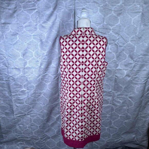 Jessica Howard Sleeveless Cotton Blend Dress – Pink Geometric Print, Size 16 - Picture 3 of 7